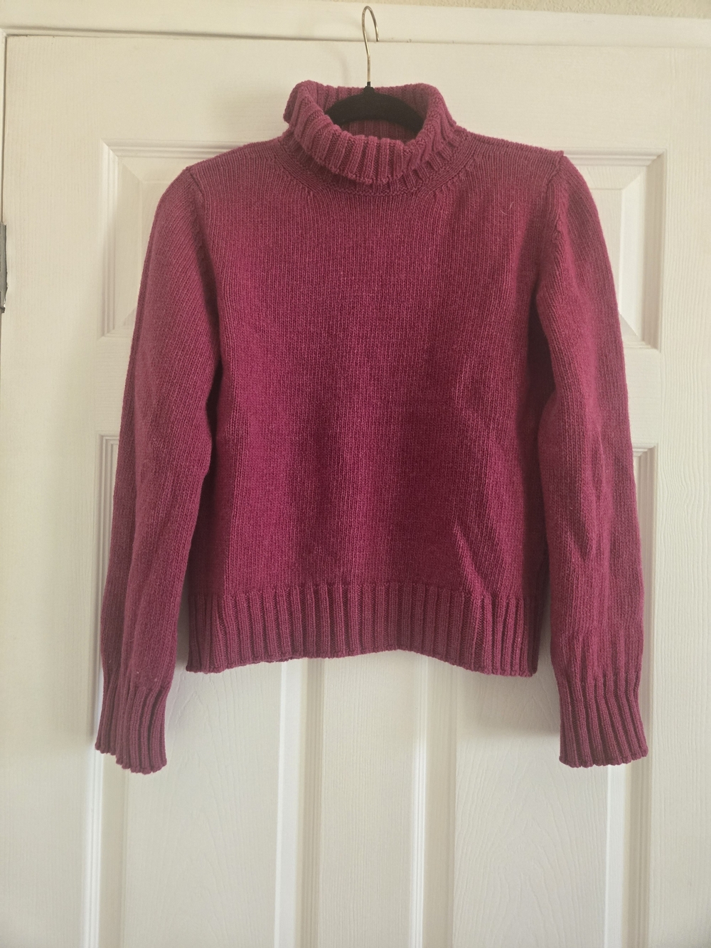 Women's Magenta Turtleneck Knit Sweater